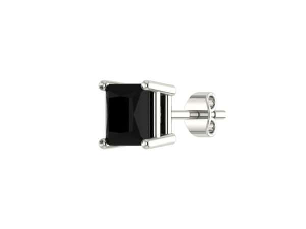 Square Black Diamond Stud Earrings 6mm