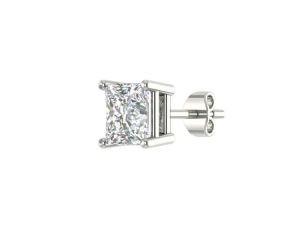 Square White Diamond Stud Earrings 6mm