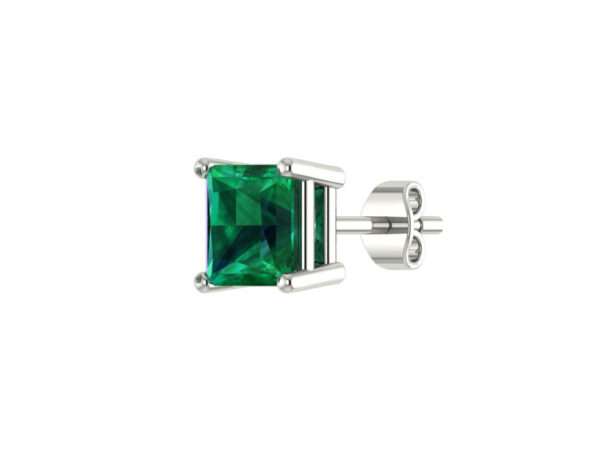 Square Green Diamond Stud Earrings 6mm