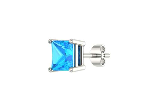 Square Skyblue  Diamond Stud Earrings 6mm