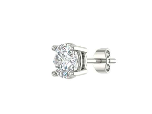 Round White Diamond Stud Earrings 6mm