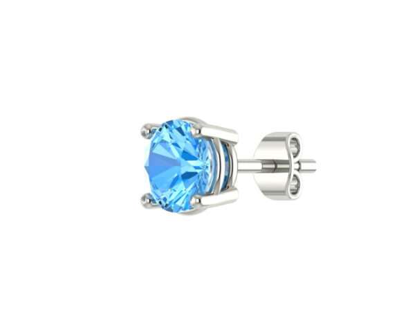 Round Skyblue Diamond Stud Earrings 6mm