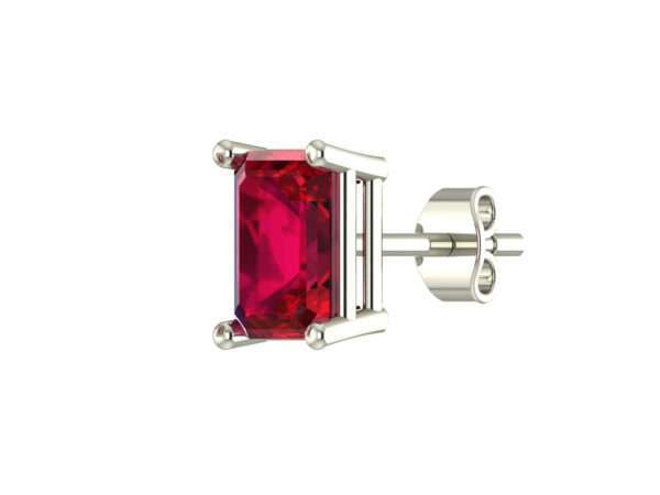 Emerald Red Diamond Stud Earrings 7mm